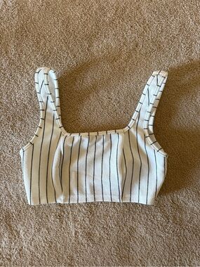 Zara Striped Square Neck Crop Top in White and Black